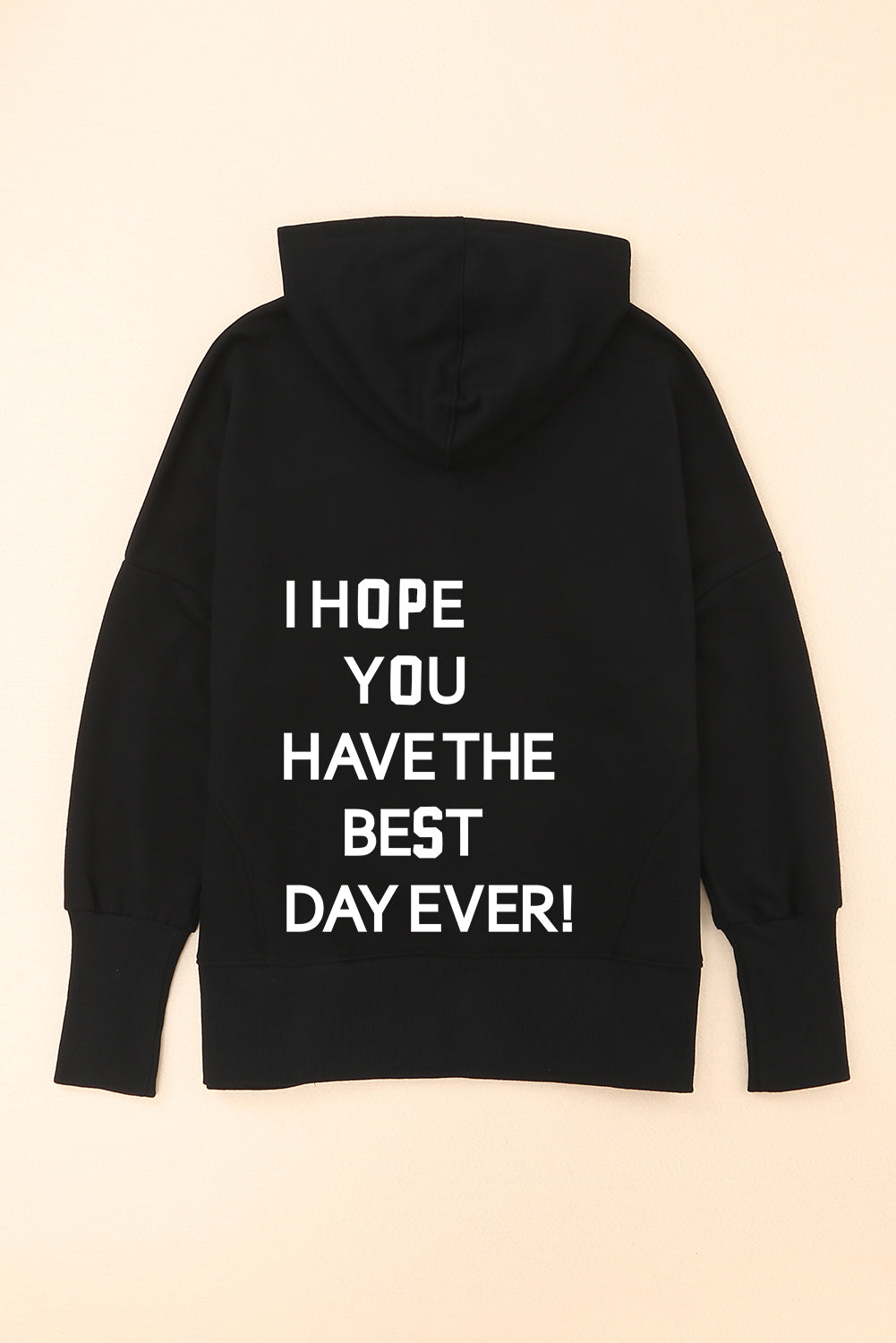 Black Best Wish Slogan Graphic Henley Hoodie Graphic Sweatshirts JT's Designer Fashion
