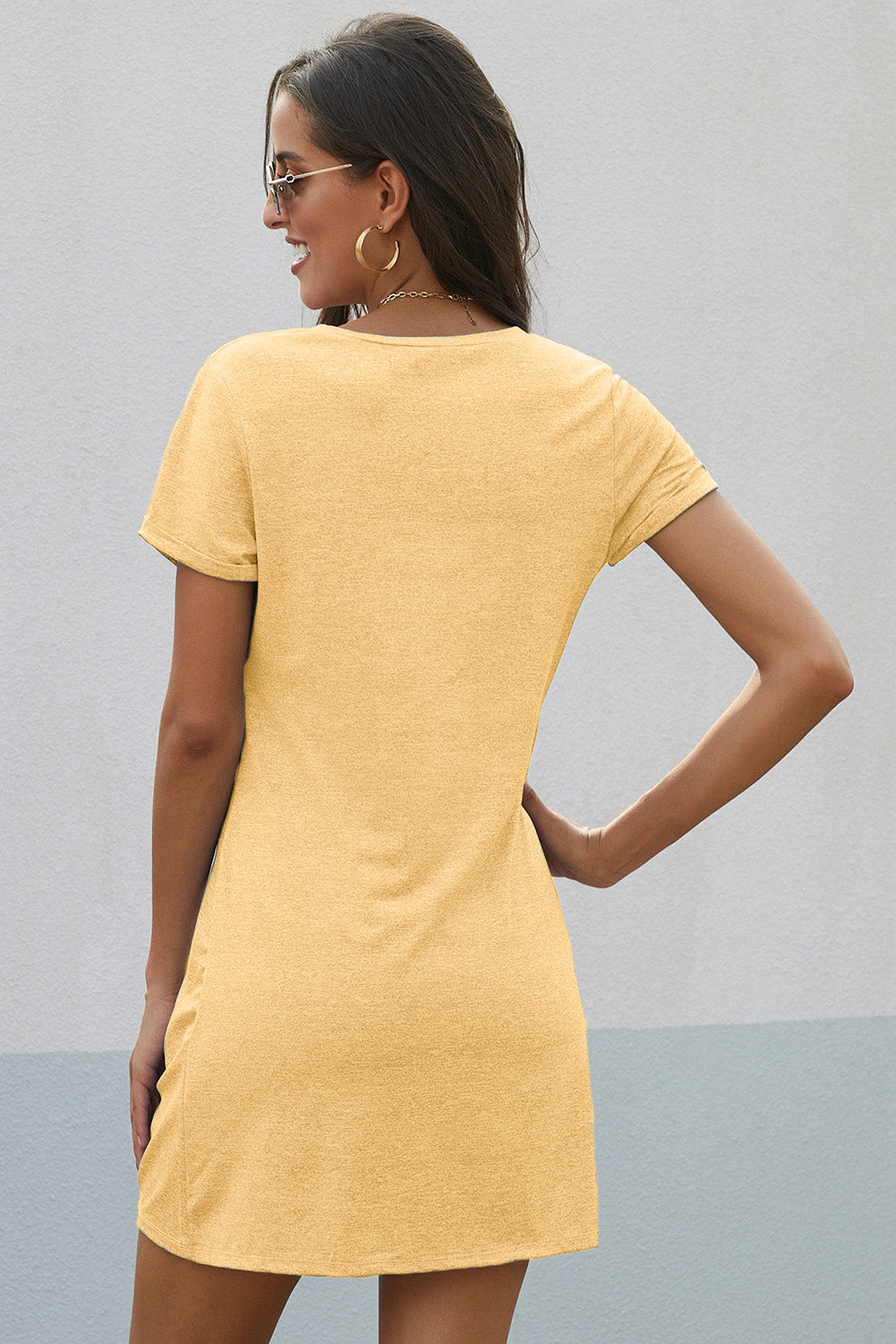 Yellow The Triblend Side Knot Dress Mini Dresses JT's Designer Fashion