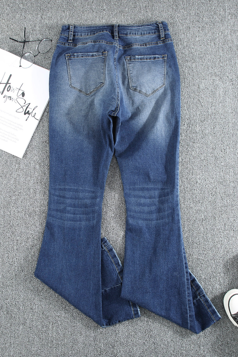 High Waist Flare Jeans with Pockets Jeans JT's Designer Fashion