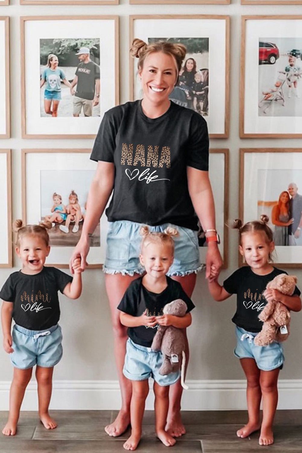 Black Leopard Mimi Graphic Short Sleeve T-Shirt Family T-shirts JT's Designer Fashion