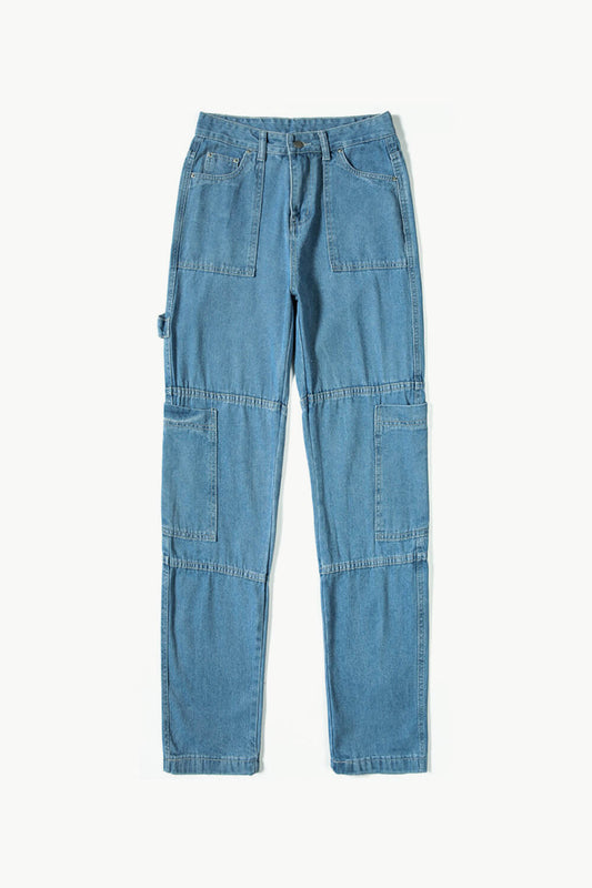 High-Rise Wide Leg Cargo Jeans Jeans JT's Designer Fashion