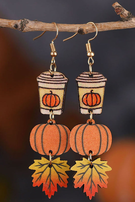 Grapefruit Orange Thanksgiving Pumpkin Maple Leaf Coffee Mug Earrings Jewelry JT's Designer Fashion