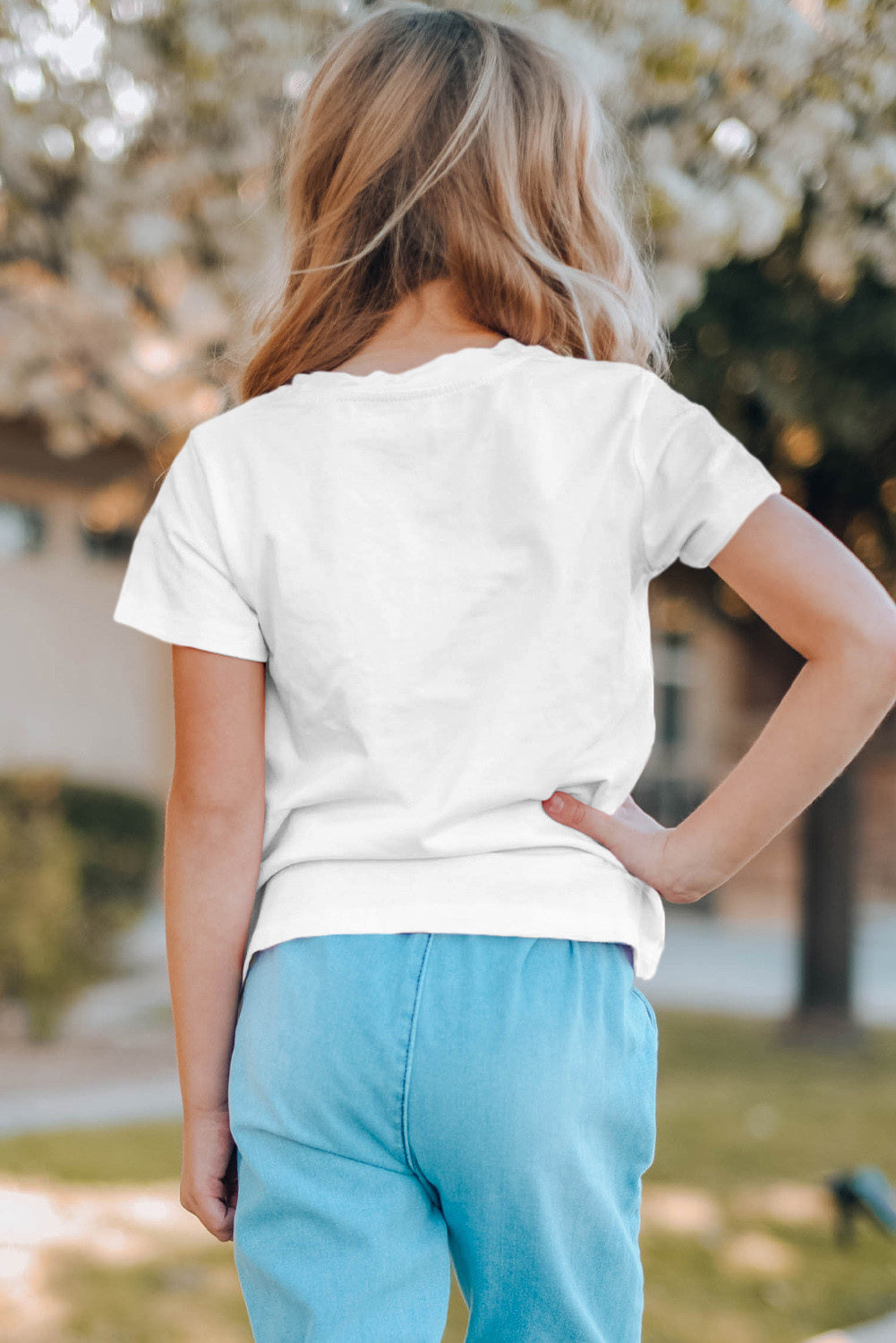 White Family Matching BESTIES Heart Print Short Sleeve Girl's T Shirt Family T-shirts JT's Designer Fashion