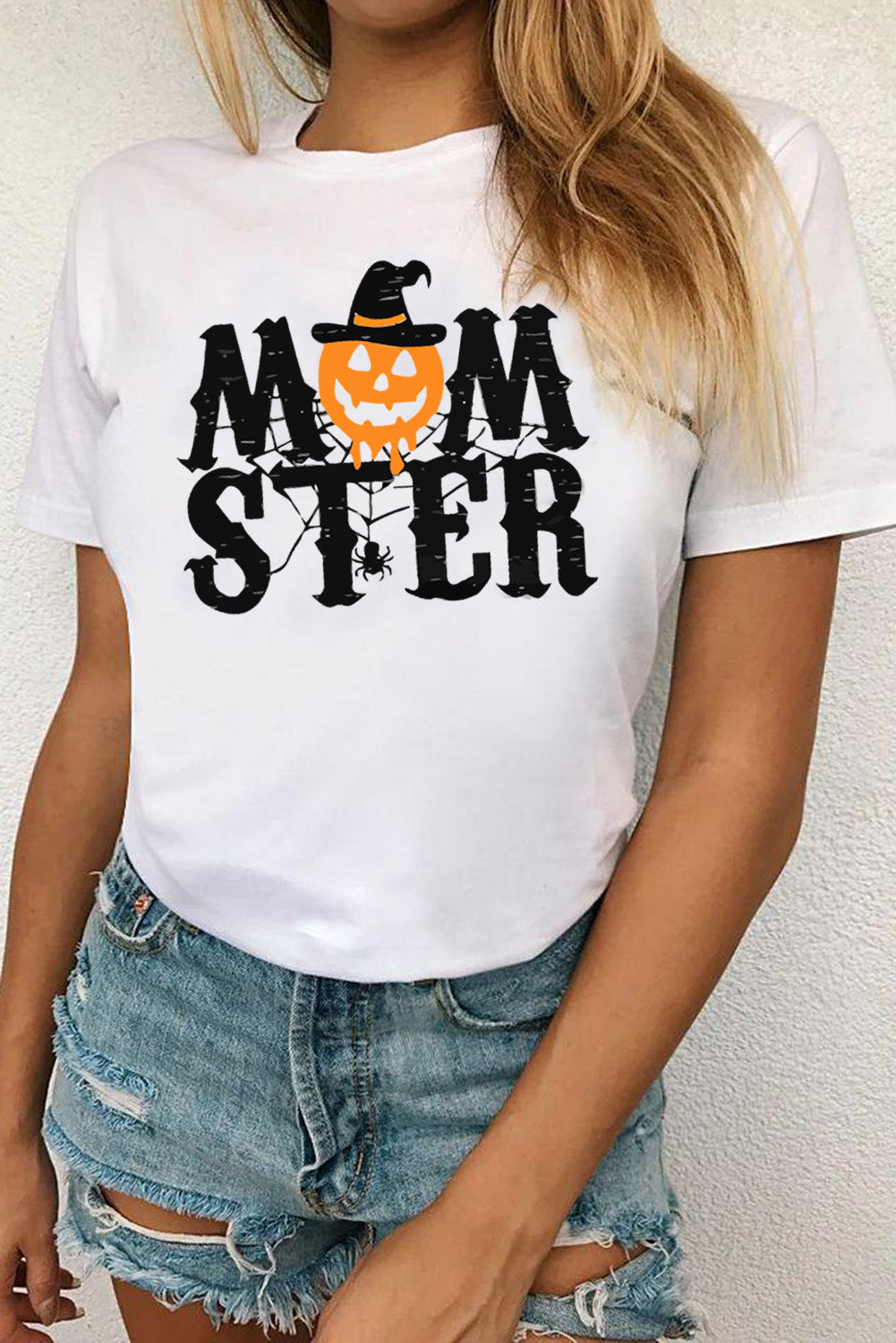 White Halloween Mom Ster Short Sleeve Tee White Graphic Tees JT's Designer Fashion