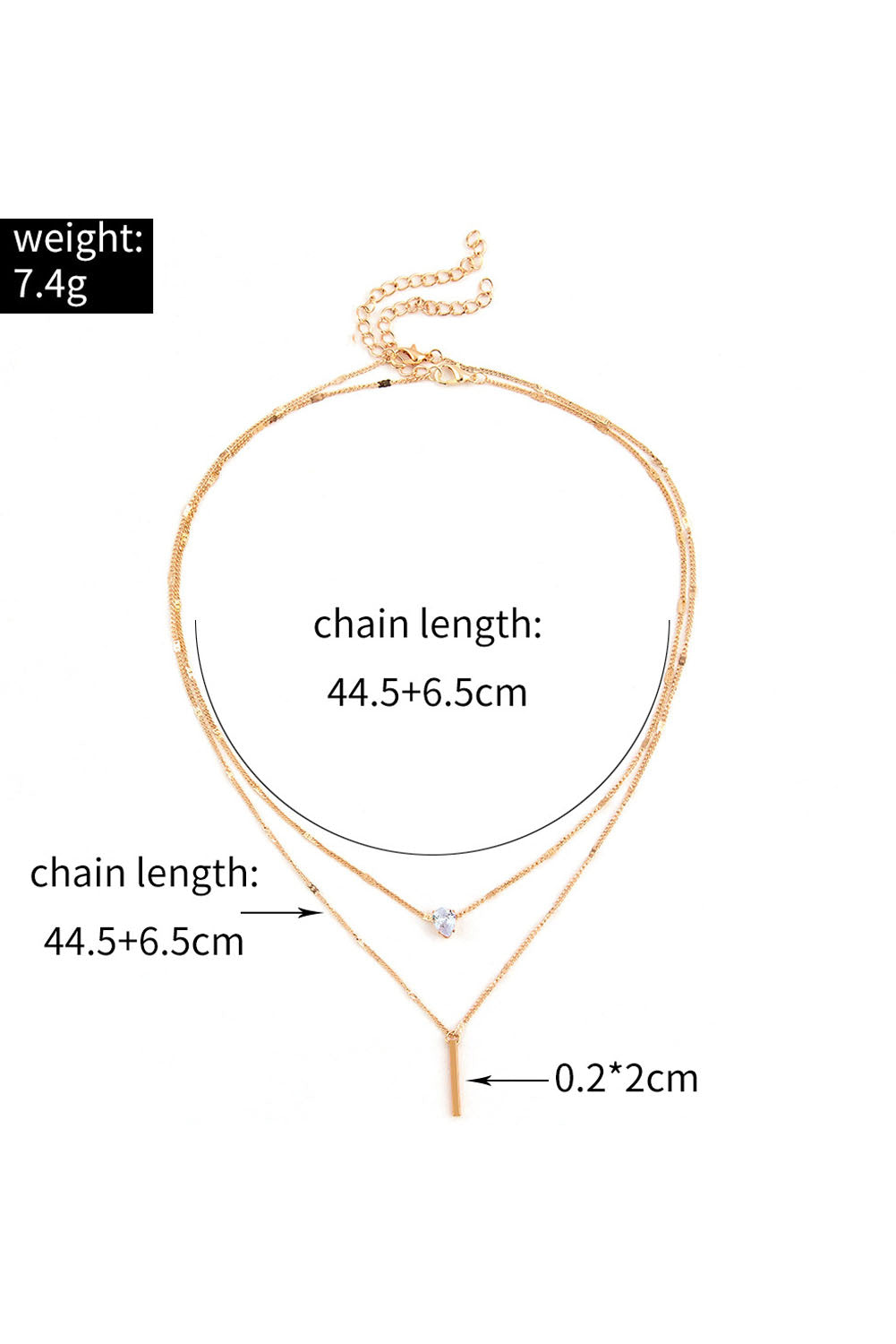 Gold Layered Rhinestone Pendant Necklace Jewelry JT's Designer Fashion