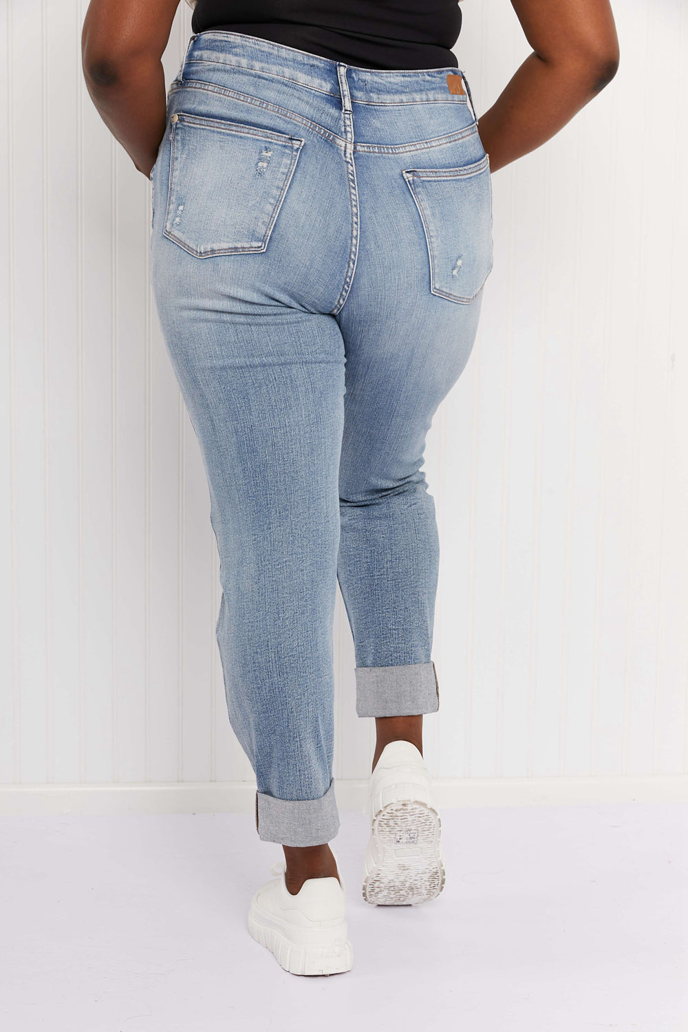 Judy Blue Fiona Full Size Double Cuffed Boyfriend Jeans Jeans JT's Designer Fashion