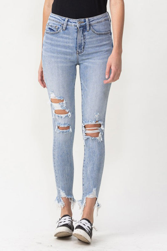 Lovervet Full Size Lauren Distressed High Rise Skinny Jeans Light Jeans JT's Designer Fashion