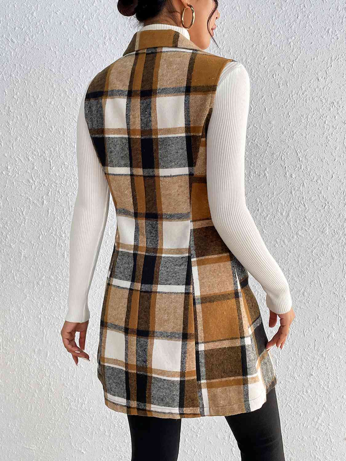 Plaid Lapel Collar Vest Coats & Jackets JT's Designer Fashion