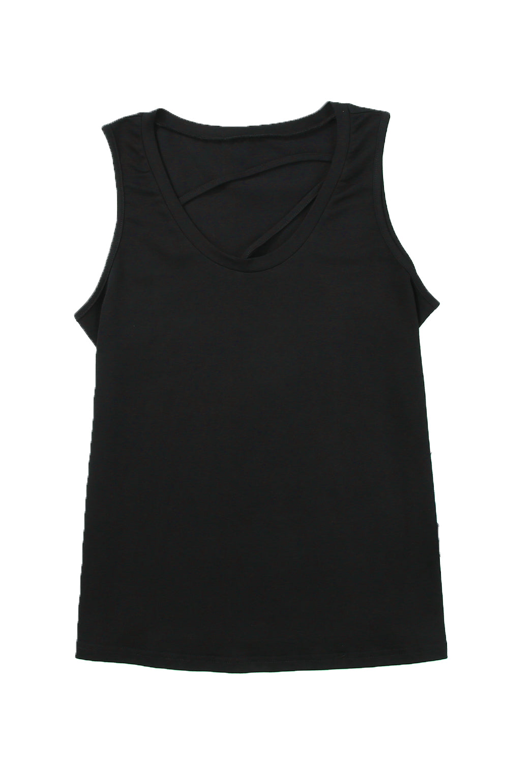 Black Strappy Hollow-out Neck Tank Top Tank Tops JT's Designer Fashion