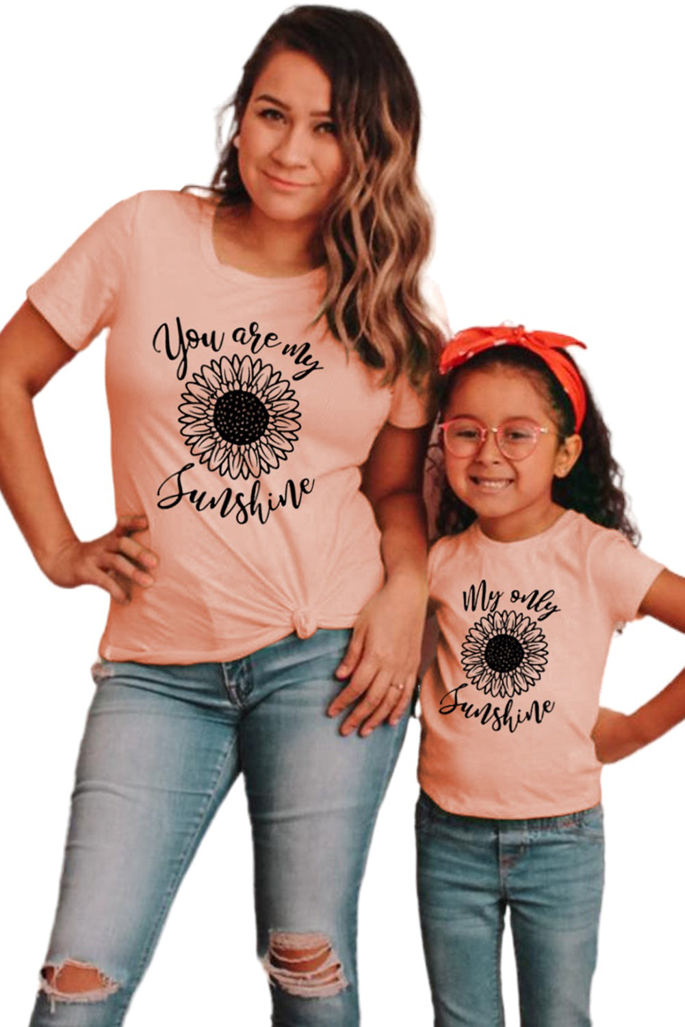 Pink Family Matching Floral Letter Print Short Sleeve T Shirt Family T-shirts JT's Designer Fashion