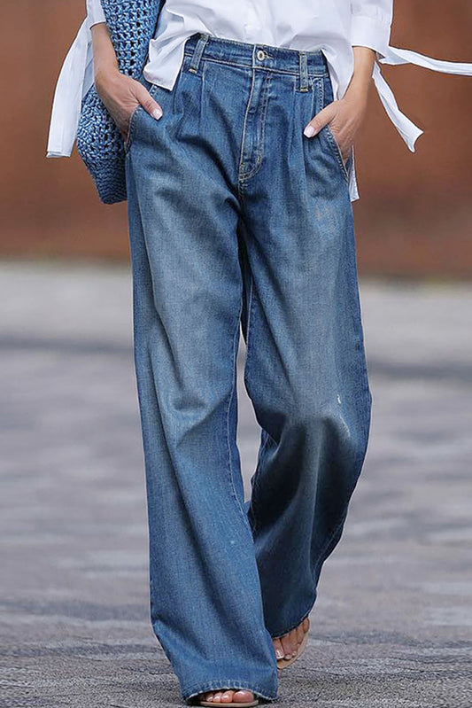 Blue Slouchy Wide Leg Jeans Jeans JT's Designer Fashion