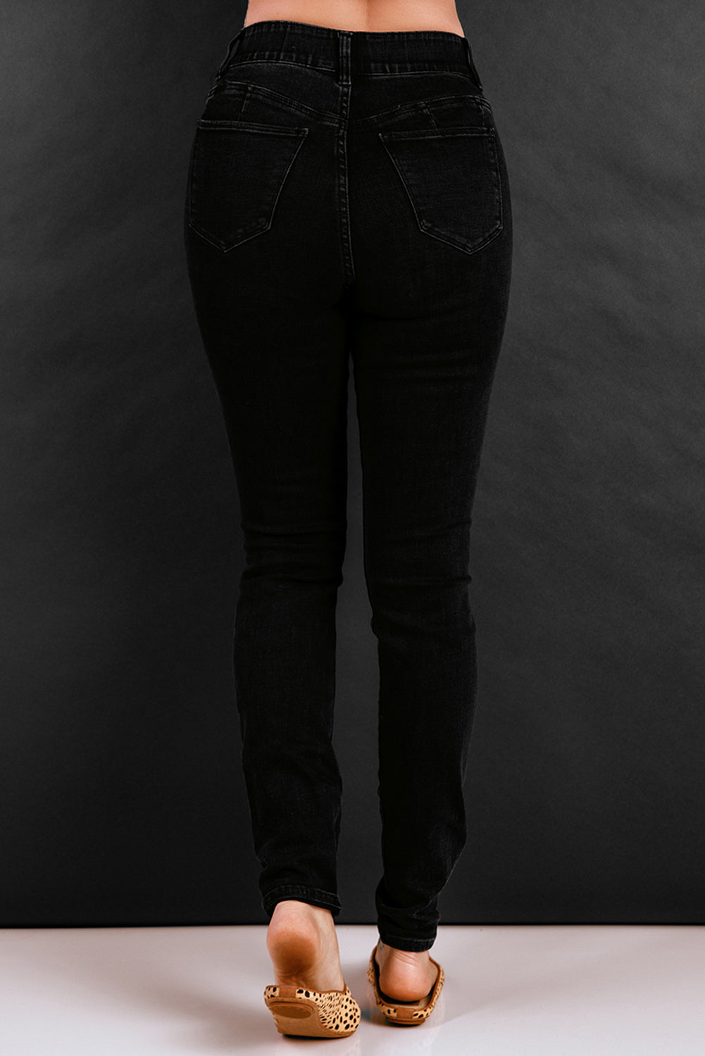 Black Distressed Ripped Slim High Waist Jeans Jeans JT's Designer Fashion