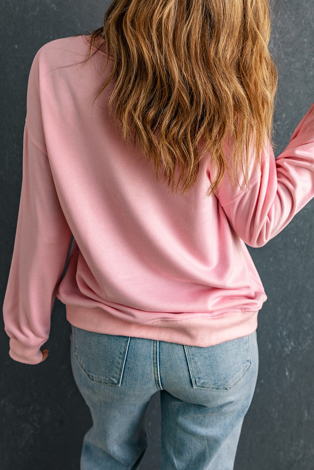 Pink Christmas Cane Bow Knot Sequin Graphic Sweatshirt Graphic Sweatshirts JT's Designer Fashion