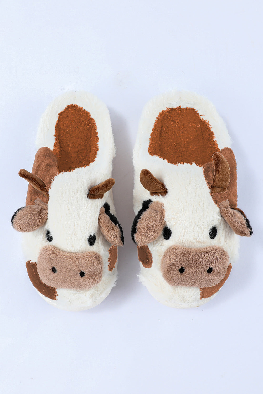 Camel Cartoon Cow Pattern Plush Lined Slippers Slippers JT's Designer Fashion