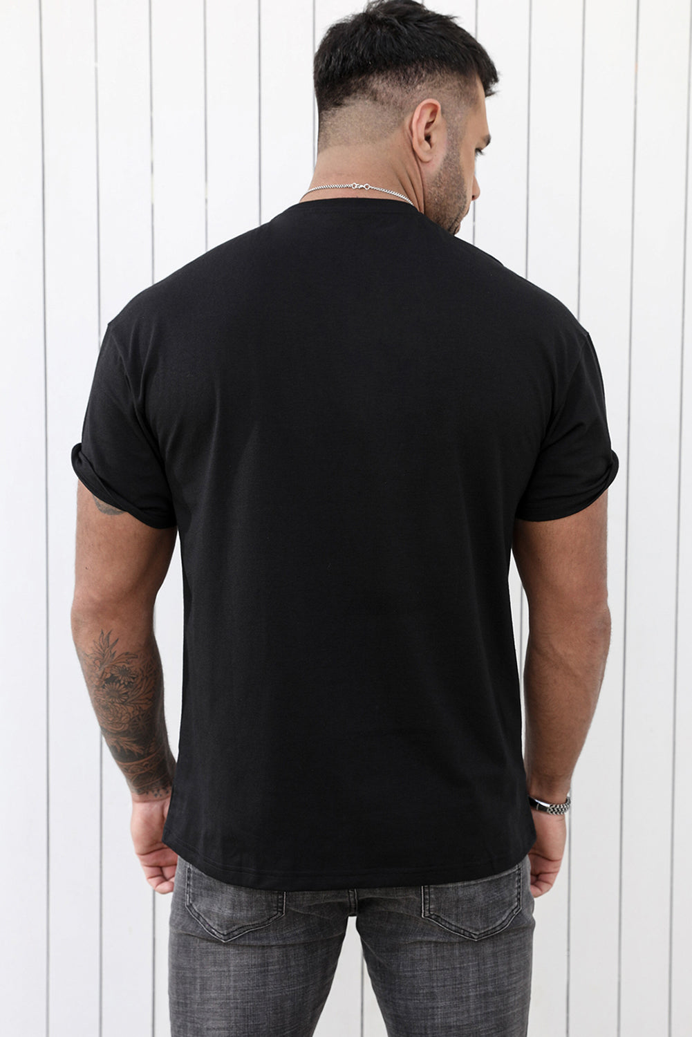 Black Men's Skeleton Graphic Print Drop Sleeve Crew Neck T Shirt Men's Tops JT's Designer Fashion