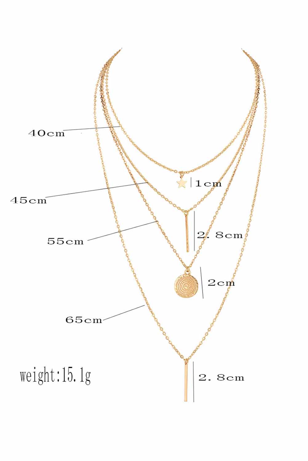 Gold Boho Multi-layered Star Pendant Necklace Jewelry JT's Designer Fashion