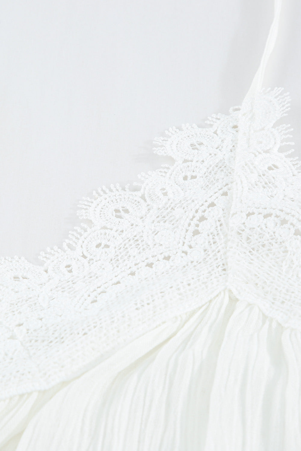 White Lace Splicing Ruffled V Neck Cami Top Tank Tops JT's Designer Fashion