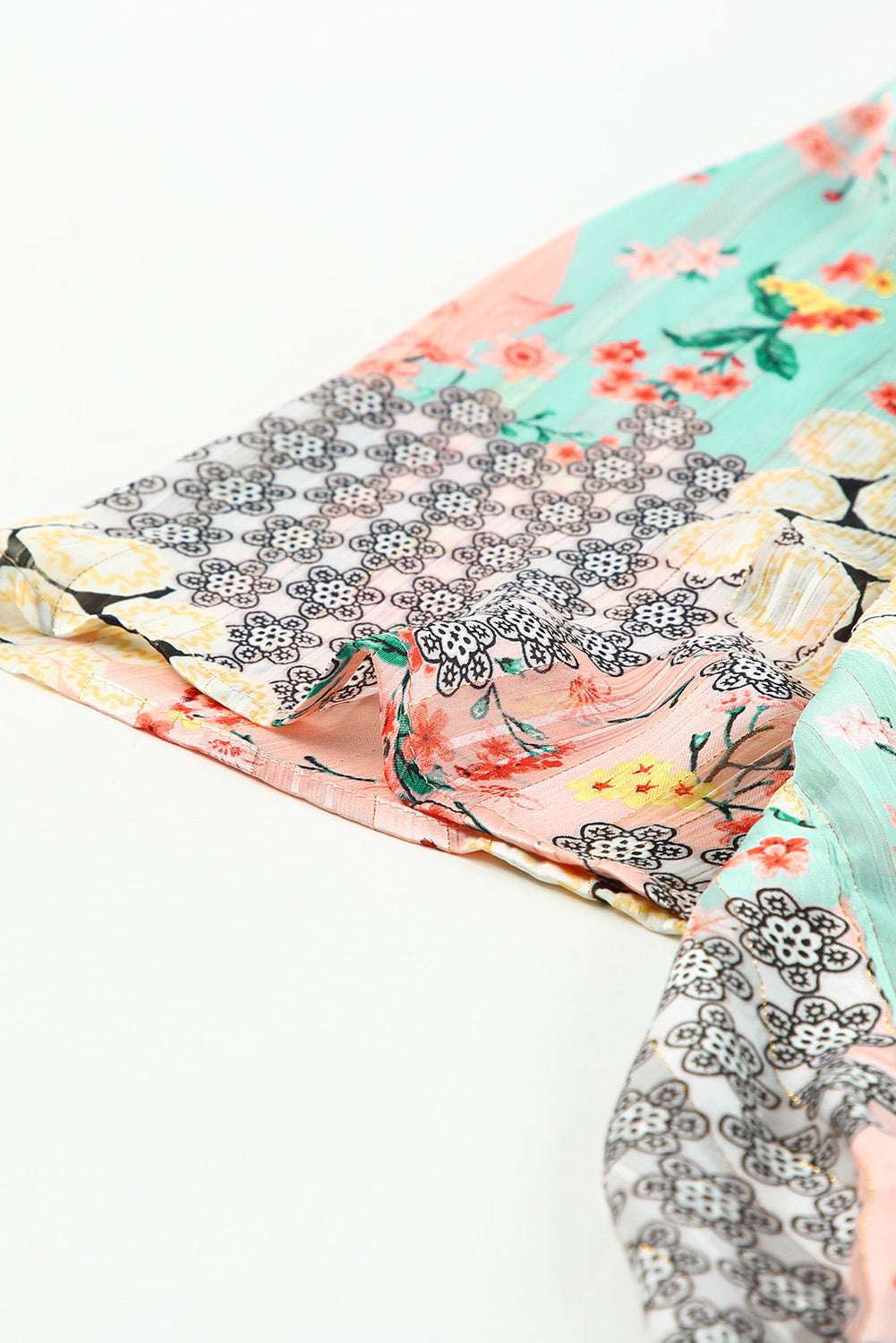 Multicolor Floral Open Sheer Shimmer Kimono Kimonos JT's Designer Fashion