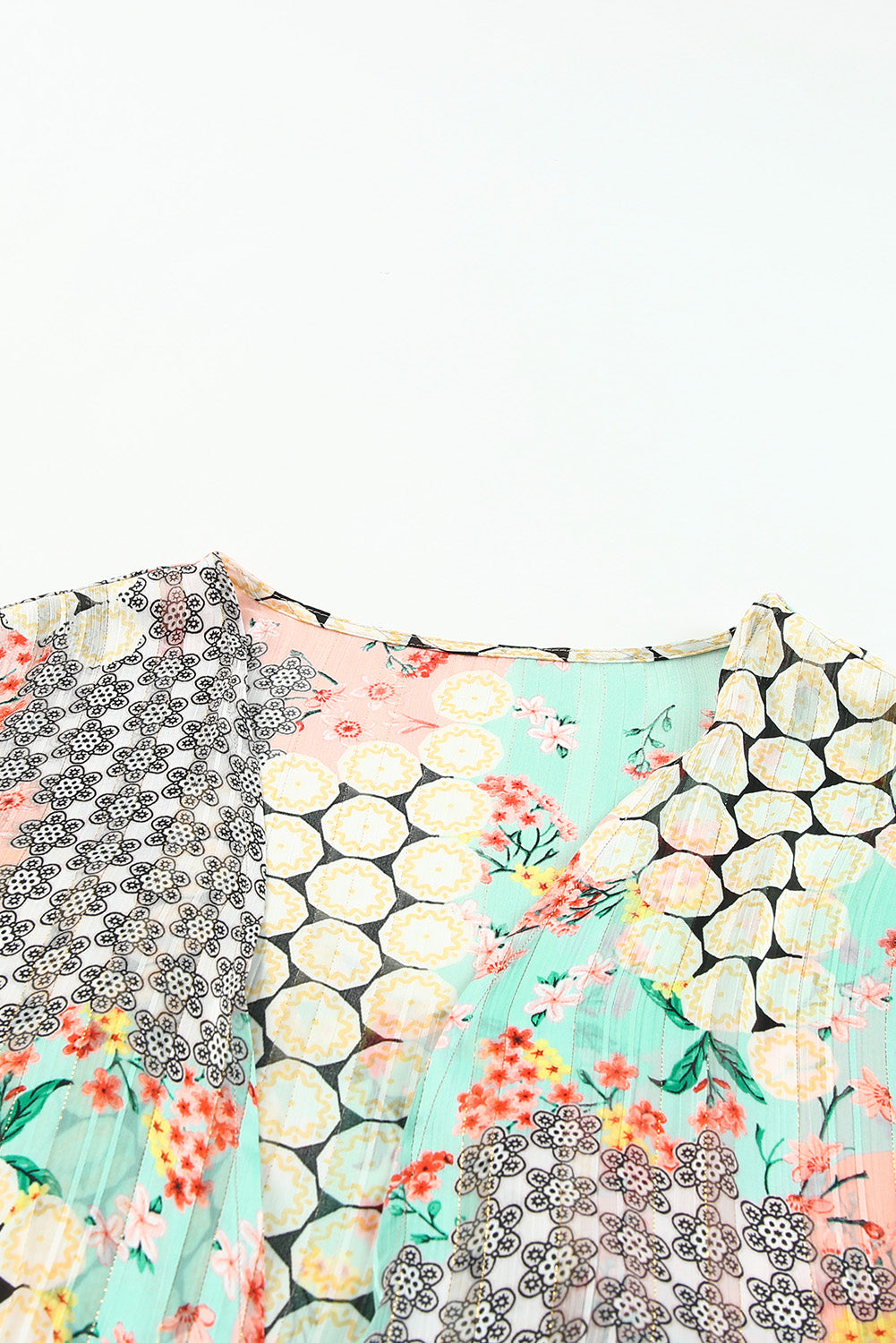 Multicolor Floral Open Sheer Shimmer Kimono Kimonos JT's Designer Fashion