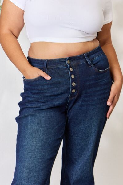Judy Blue Full Size Button-Fly Straight Jeans Jeans JT's Designer Fashion