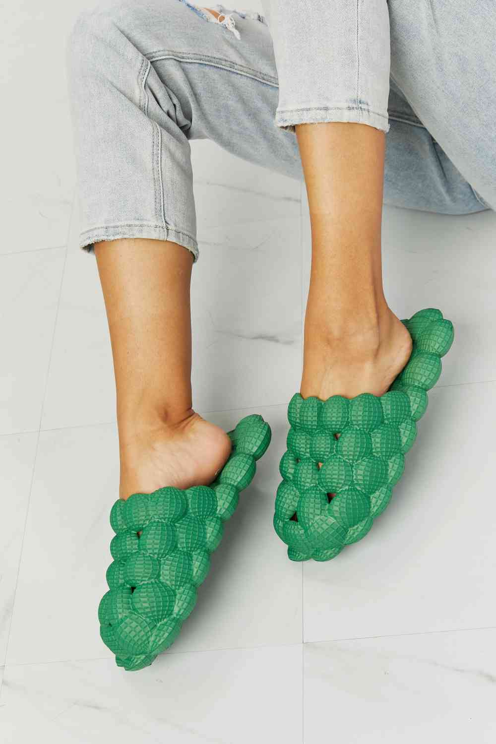 NOOK JOI Laid Back Bubble Slides in Green Footwear JT's Designer Fashion