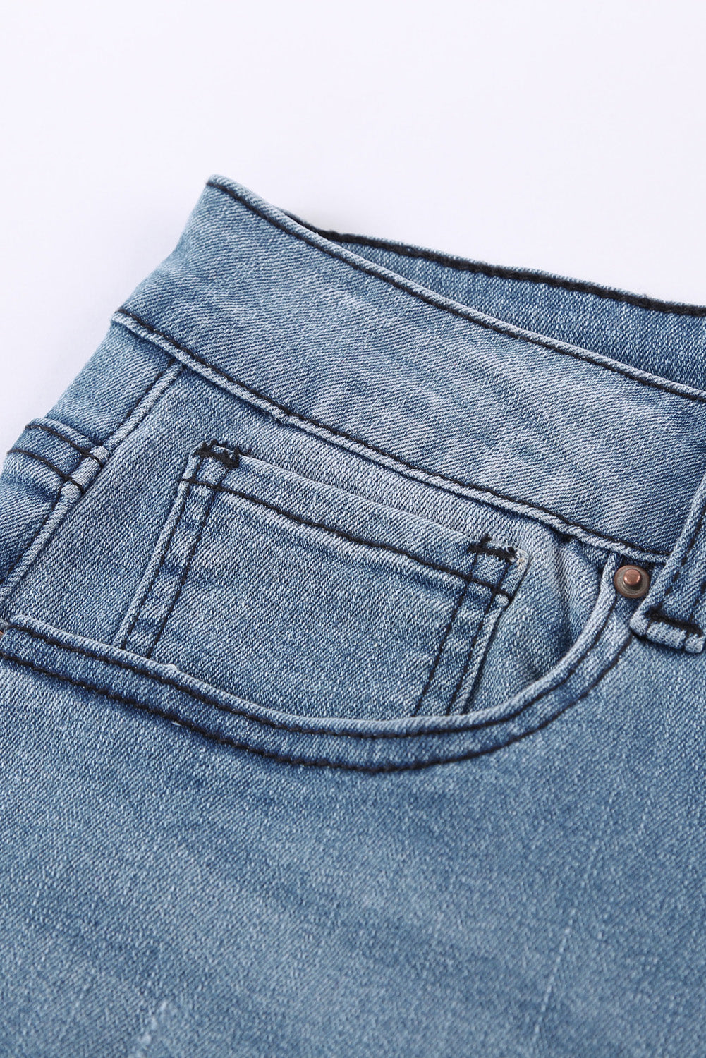 Sky Blue Ripped Slim Fit Washed Jeans Jeans JT's Designer Fashion