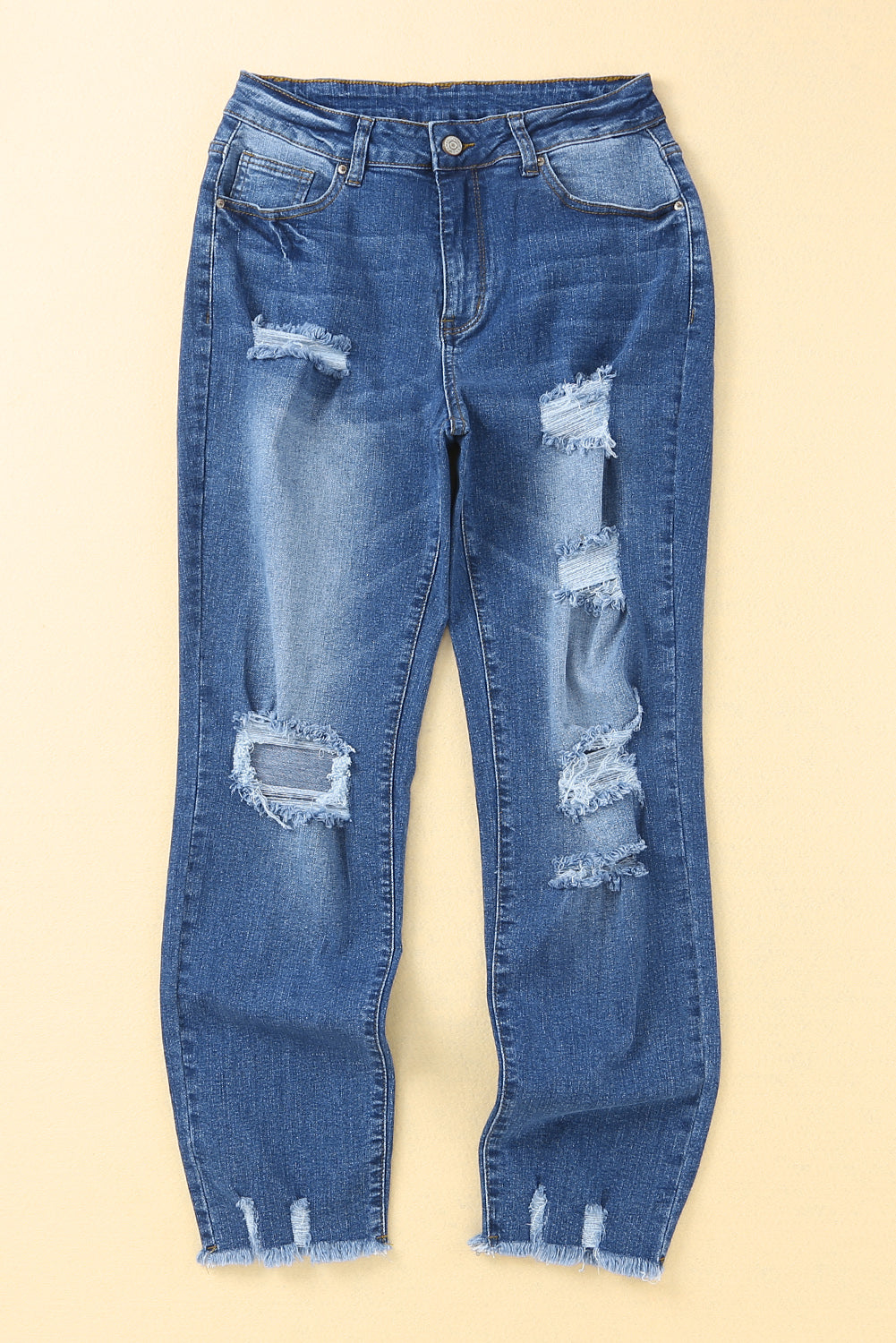 Distressed Straight Leg High Waist Jeans Jeans JT's Designer Fashion