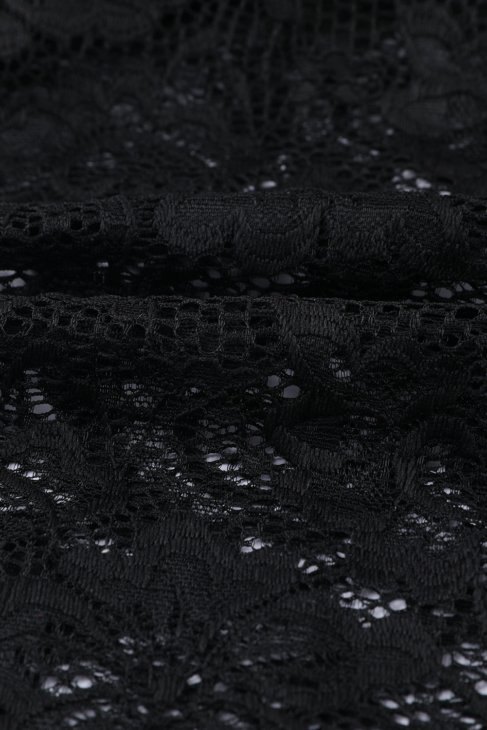 Black Floral Lace Scalloped Square Neck Bodysuit Bodysuits JT's Designer Fashion