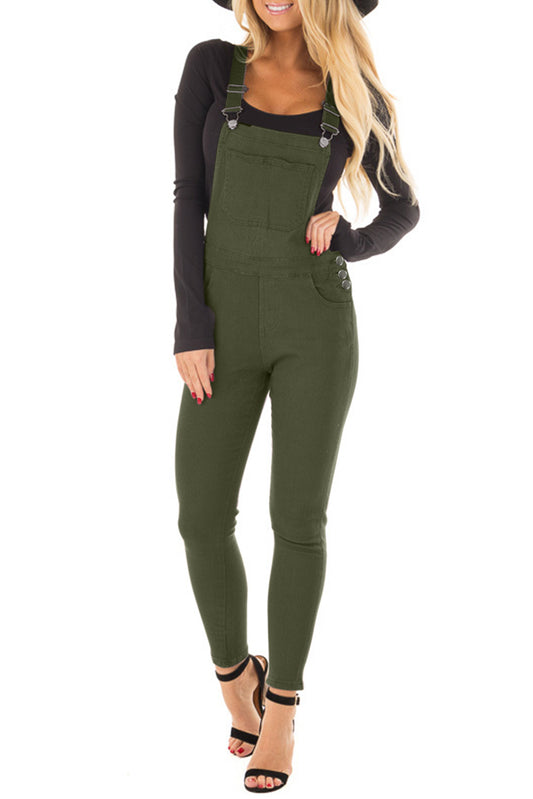 Army Green Denim Overall for Women Green 98%Cotton + 2%Spandex Jeans JT's Designer Fashion