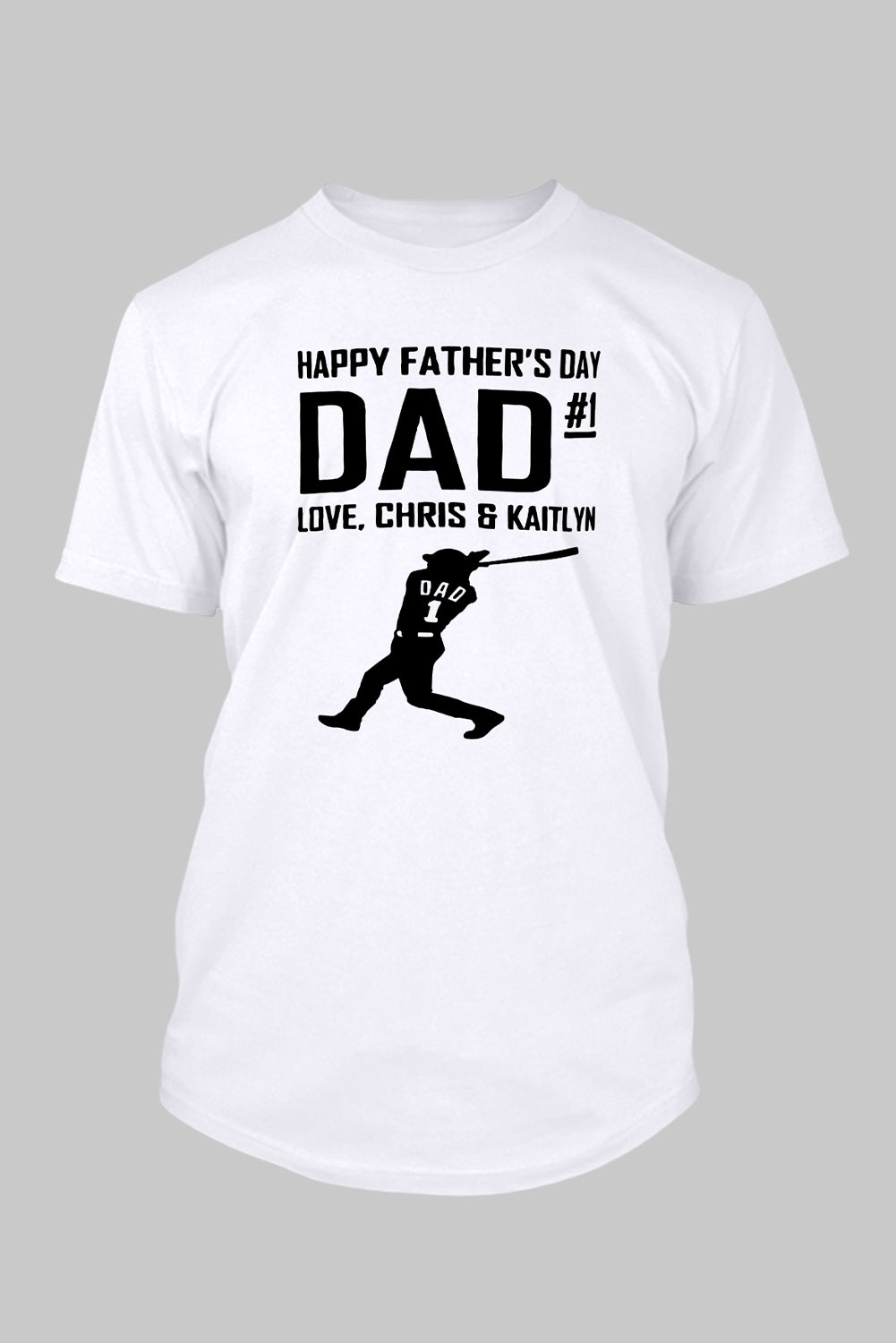 White DAD #1 Baseball Graphic Print Short Sleeve Men's T Shirt