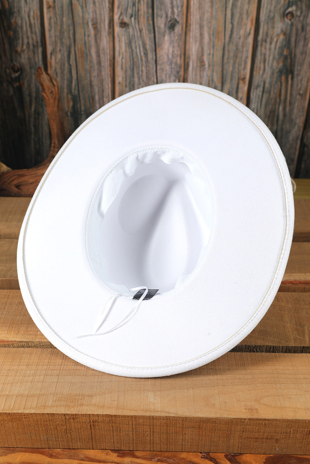White Studded Wide Brim Panama Hat Hats & Caps JT's Designer Fashion