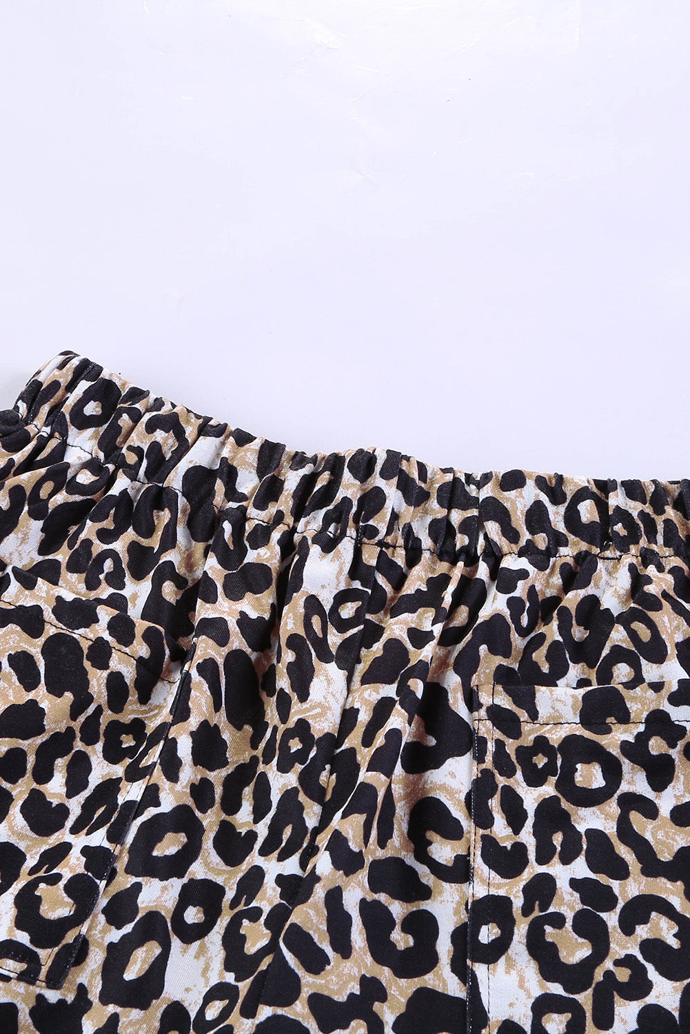 Leopard Print Drawstring Casual Elastic Waist Pocketed Shorts Casual Shorts JT's Designer Fashion