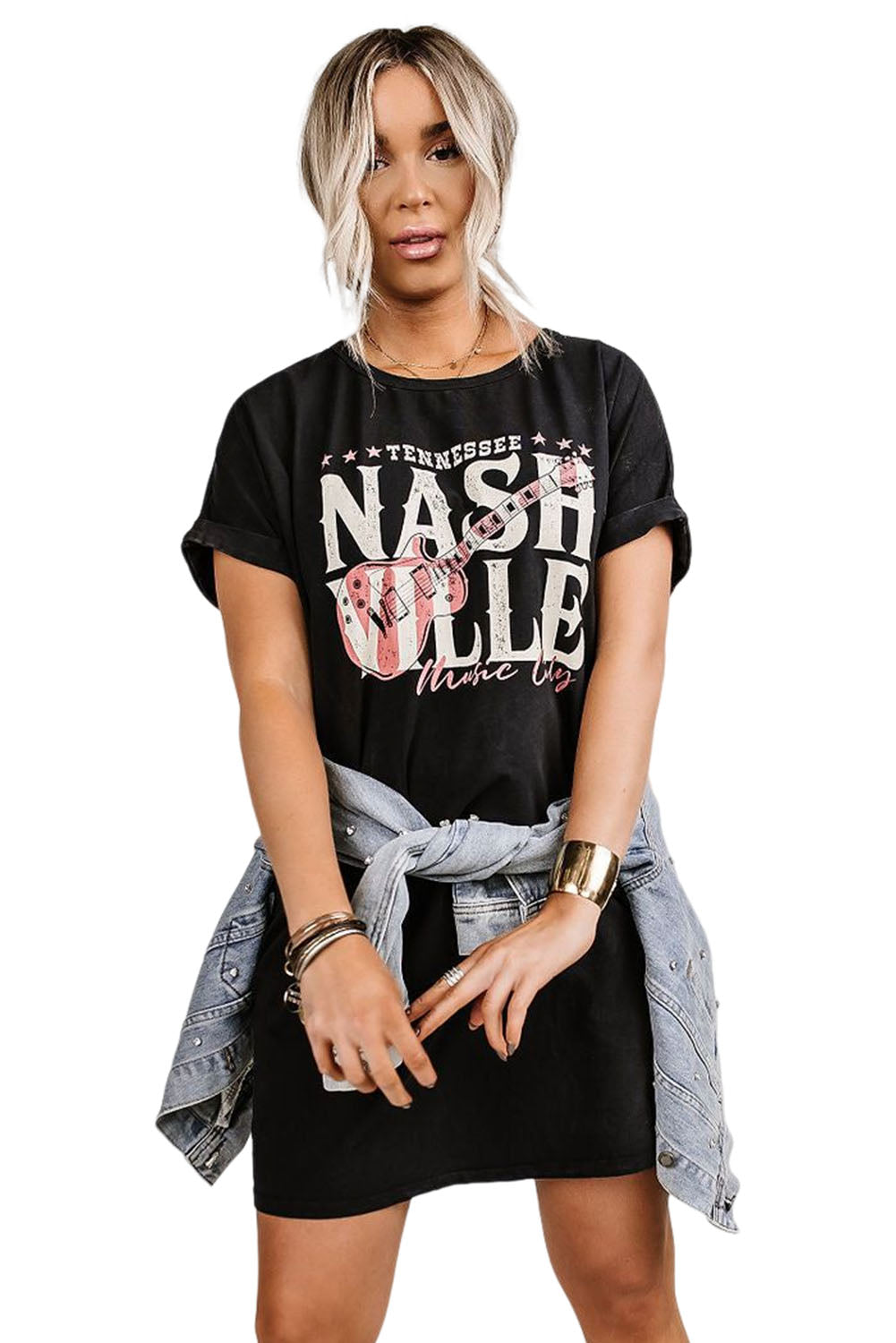 Black Nashville Music Festival Trending T-Shirt Dress T Shirt Dresses JT's Designer Fashion