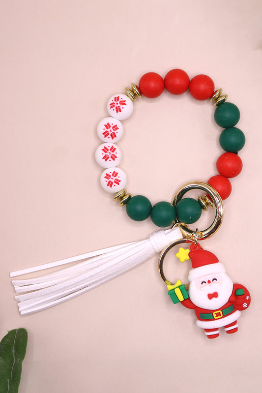 Fiery Red Father Christmas Silicone Bead Tassel Keyring Other Accessories JT's Designer Fashion