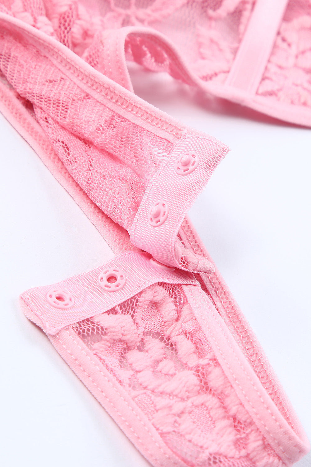 Pink Spaghetti Straps Floral Lace Crochet Teddy Lingerie Teddy Lingerie JT's Designer Fashion