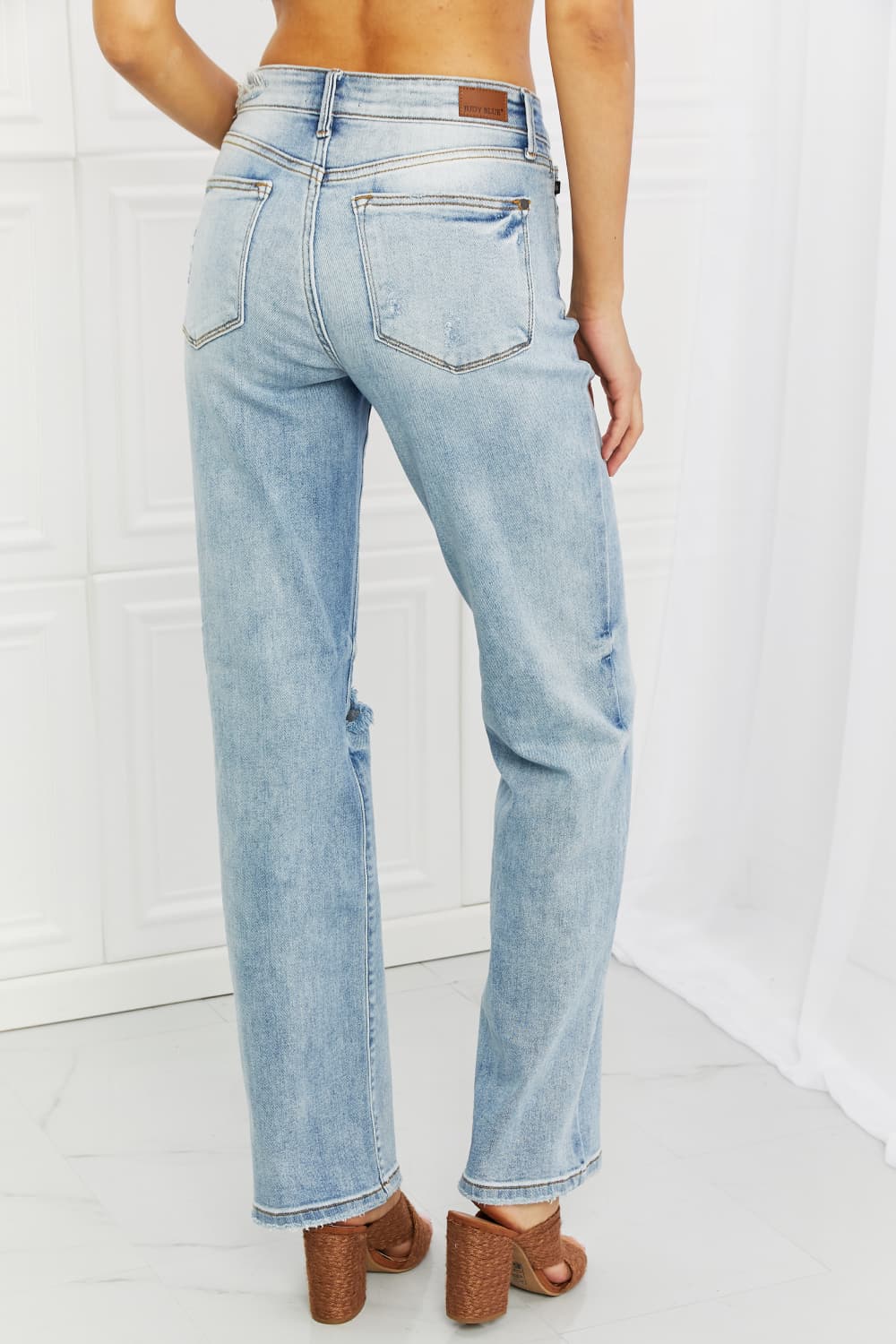 Judy Blue Natalie Full Size Distressed Straight Leg Jeans Jeans JT's Designer Fashion