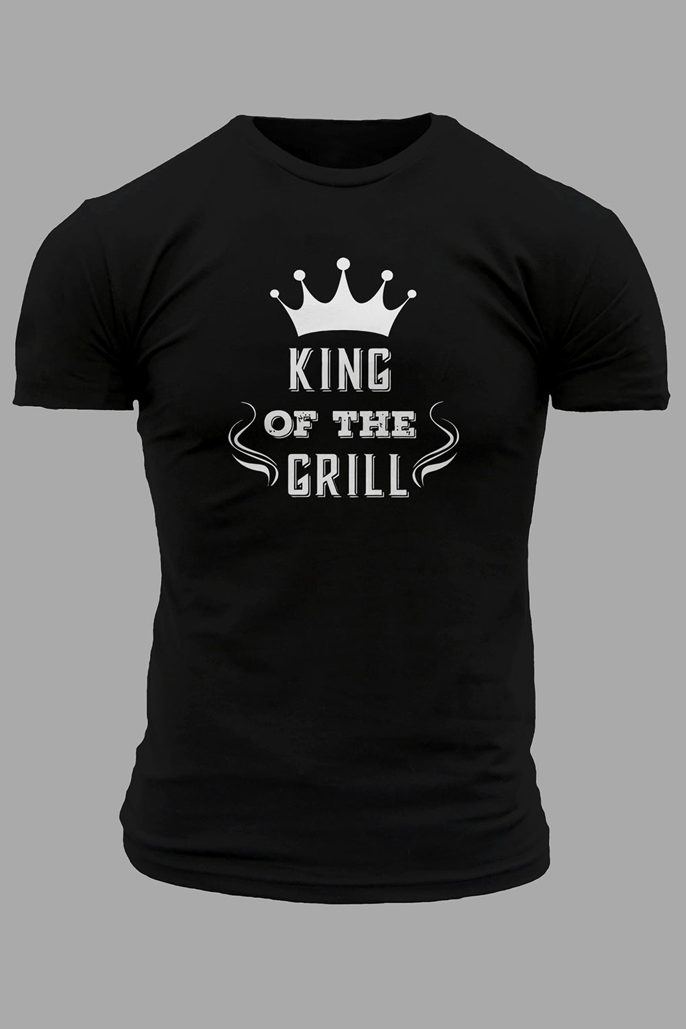 Black King Of The Grill Crown Print Muscle Fit Men's T Shirt Black 62%Polyester+32%Cotton+6%Elastane Men's Tops JT's Designer Fashion
