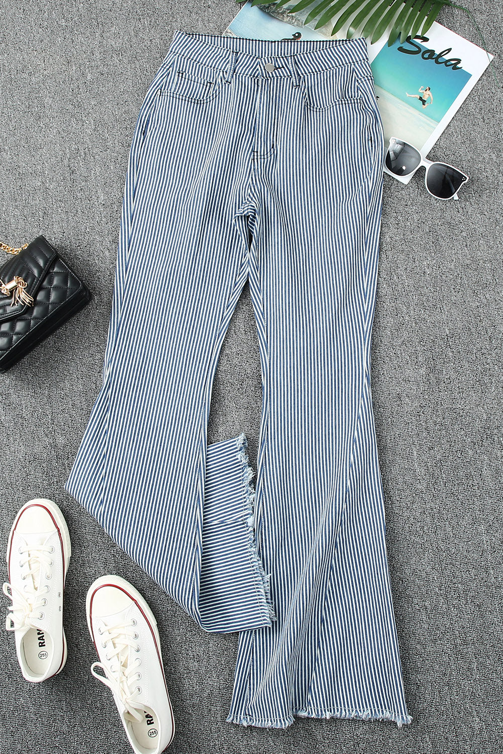 Mile High Pin Stripe Bell Bottoms Jeans JT's Designer Fashion
