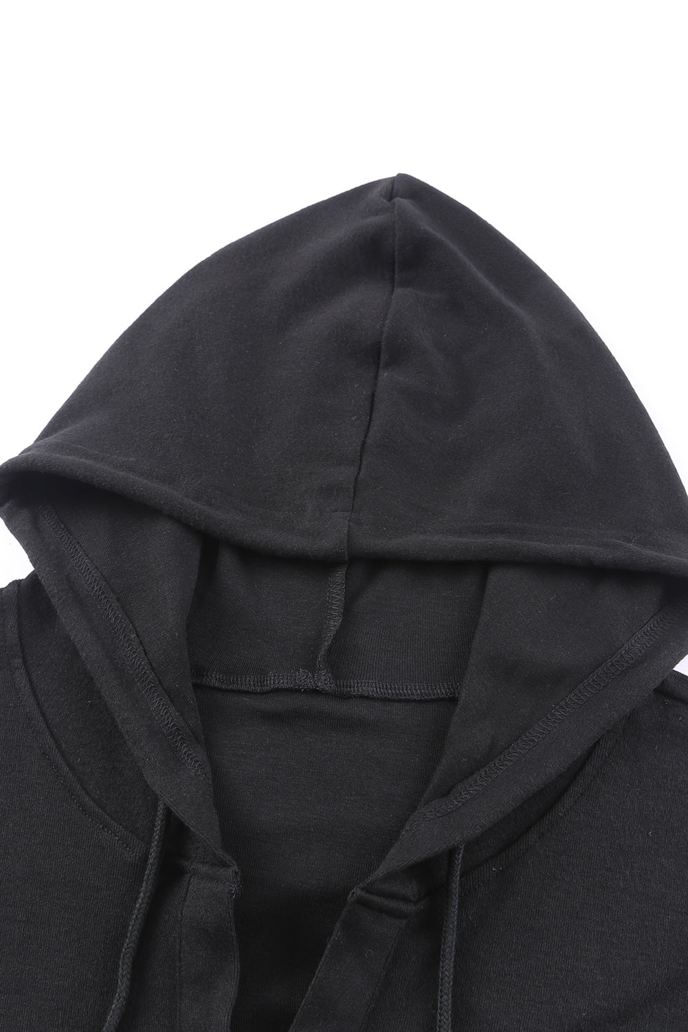 Black Buttoned High and Low Hem Hoodie Sweatshirts & Hoodies JT's Designer Fashion