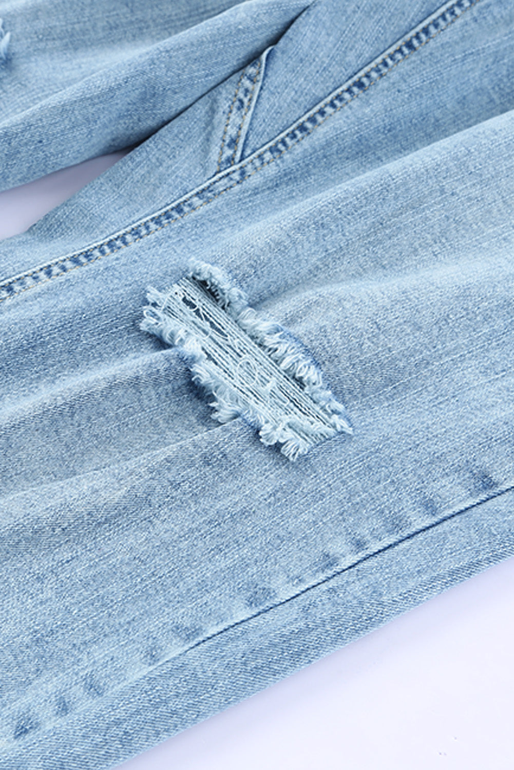Sky Blue Gather Round Distressed Pocketed Denim Jogger Jeans JT's Designer Fashion