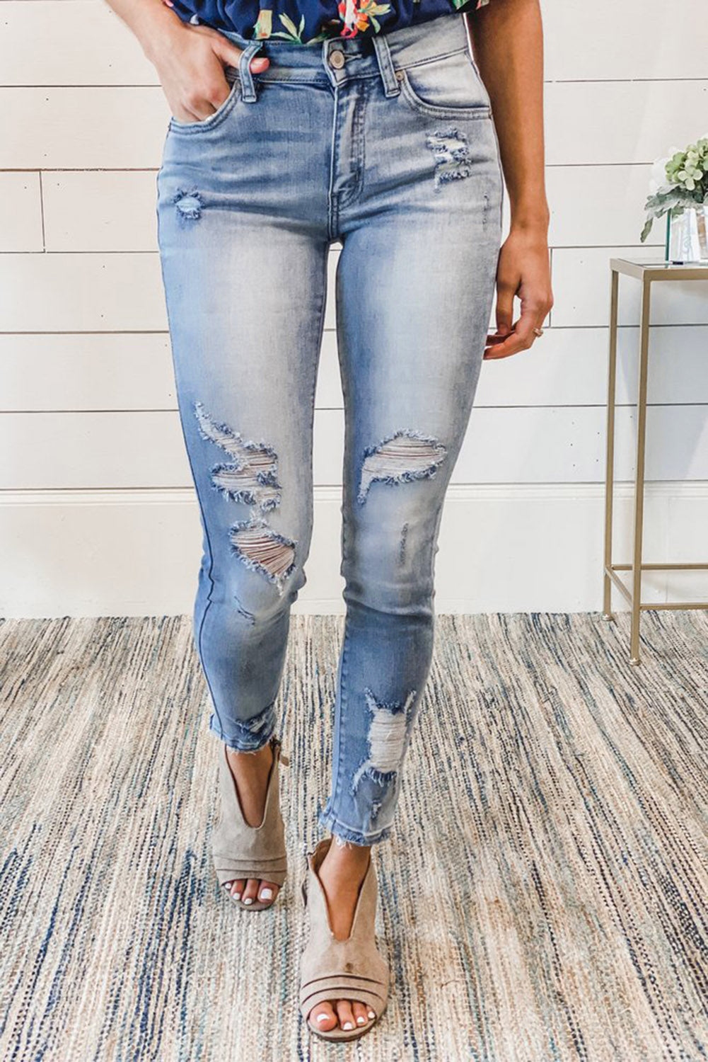 Distressed Mid Rise Jeans Jeans JT's Designer Fashion
