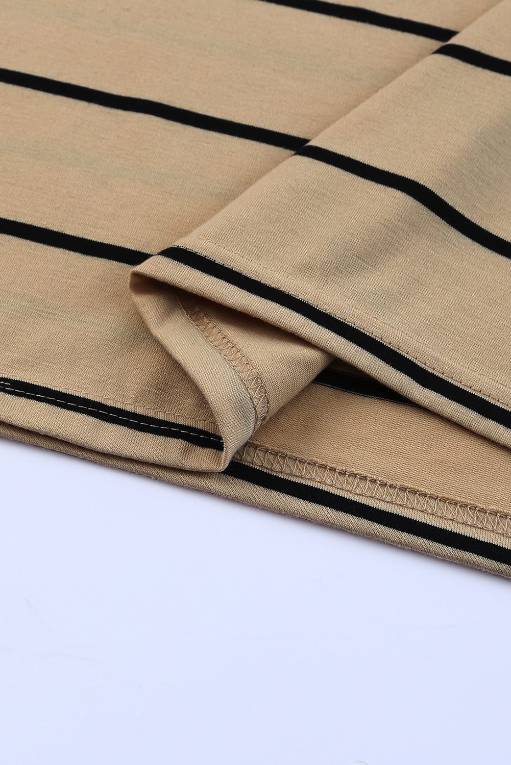 Khaki Stripe Print Open Back Sleeveless Maxi Dress with Slits Maxi Dresses JT's Designer Fashion
