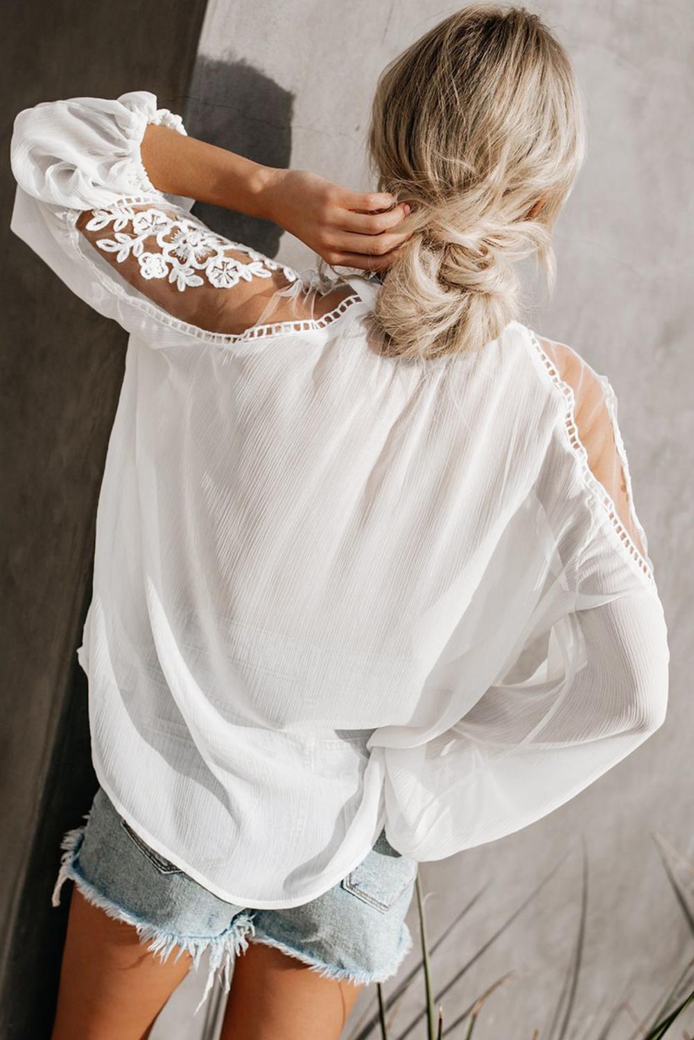 White Formal Invitation Lace Blouse Blouses & Shirts JT's Designer Fashion
