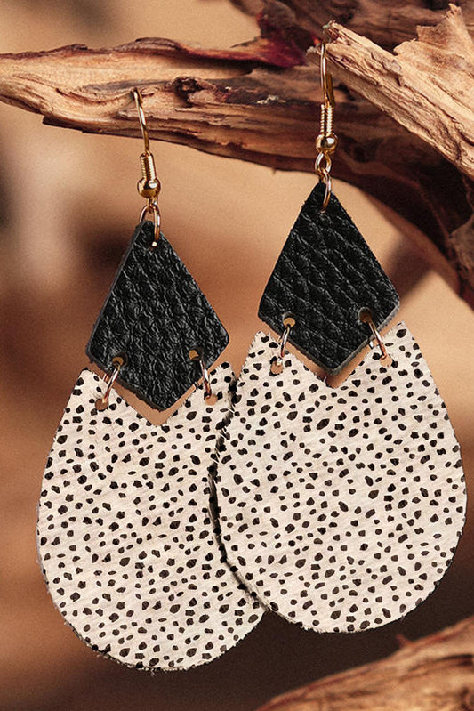 Black Polka Dot Layered Connected Drop Earrings Jewelry JT's Designer Fashion