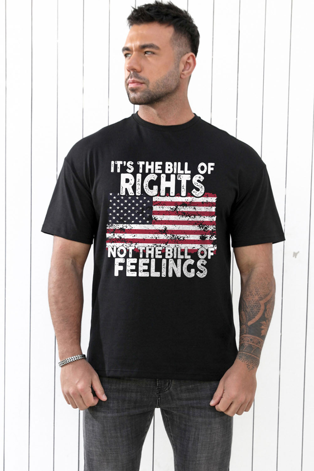 Black US Flag Its The Bill Of Rights Mens Graphic Tee Men's Tops JT's Designer Fashion