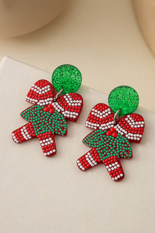Bright Green Cane Christmas Acrylic Earrings Jewelry JT's Designer Fashion