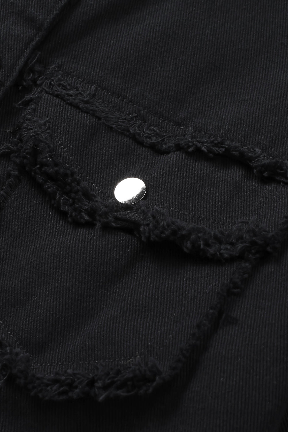 Frayed Trim Snap Down Denim Jacket Jackets & Coats JT's Designer Fashion