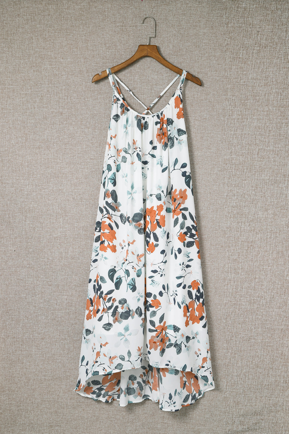 White Floral Print Spaghetti Straps Maxi Dress Maxi Dresses JT's Designer Fashion