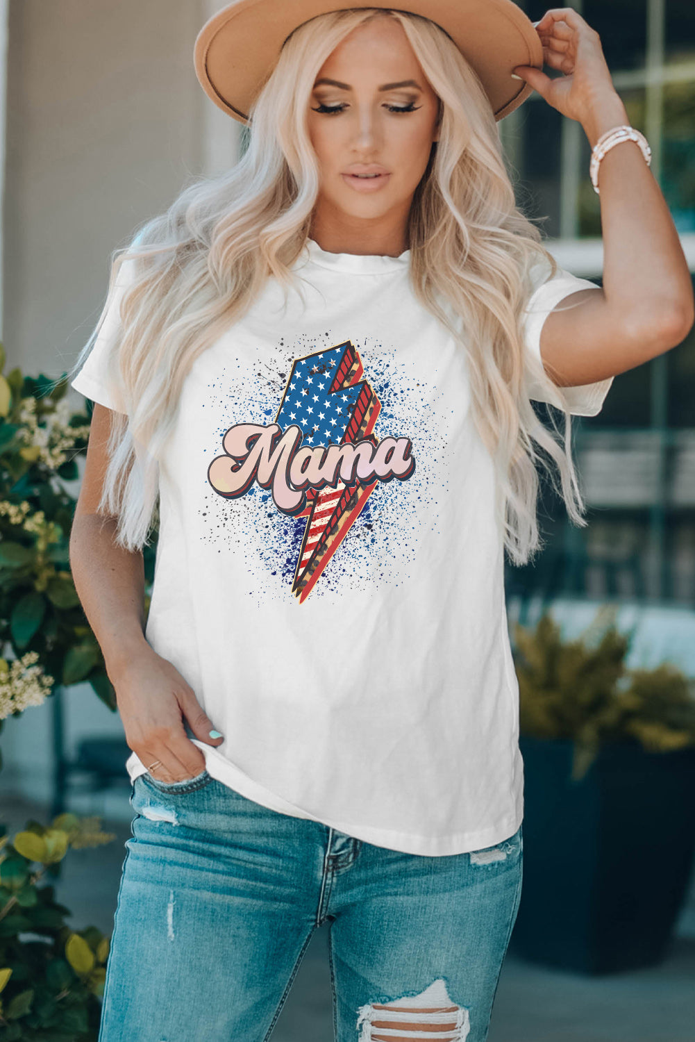 White American Flag Mama Lightning Print Short Sleeve T Shirt Family T-shirts JT's Designer Fashion