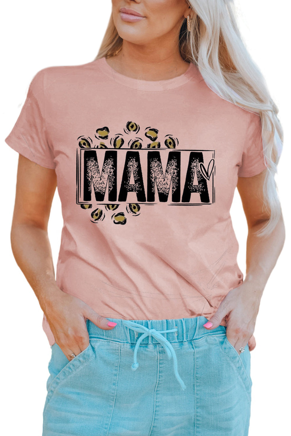 Pink Mother and Daughter Matching Mama Graphic Short Sleeve T Shirt Family T-shirts JT's Designer Fashion